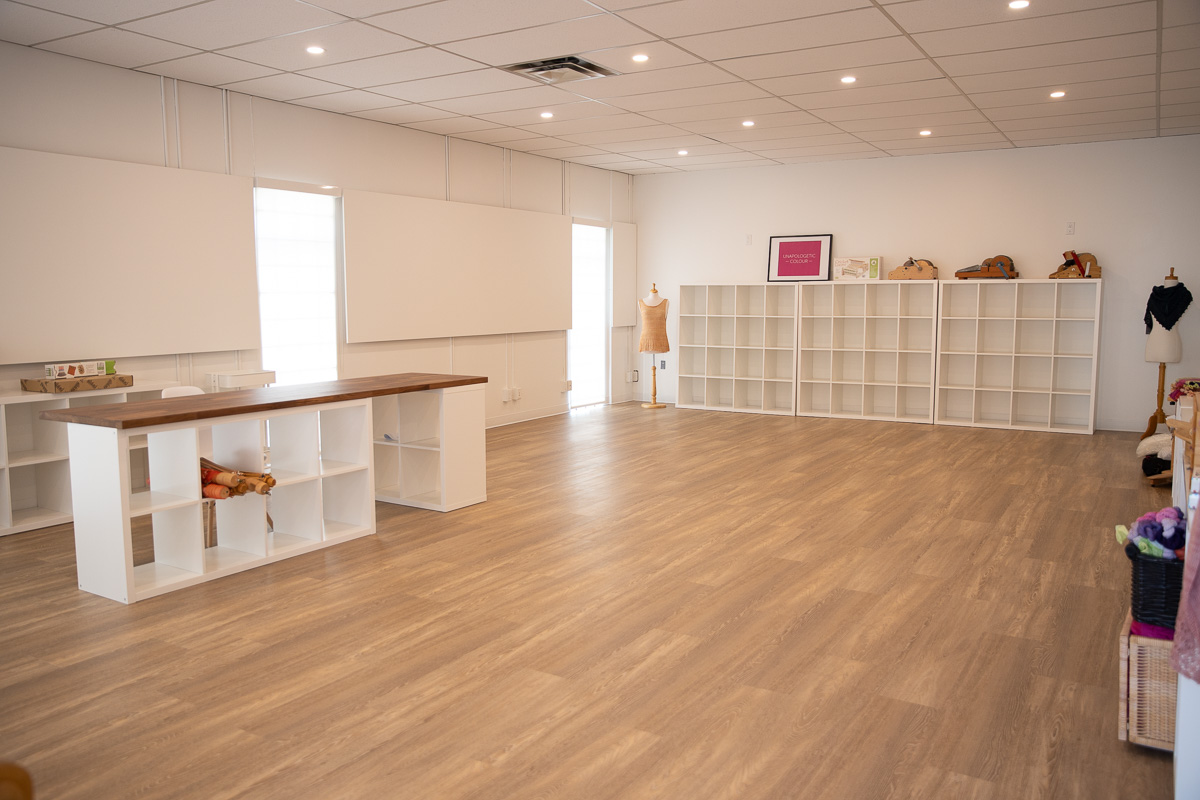 November 2020. Finished front shop area of SweetGeorgia Studio at Rand Avenue.