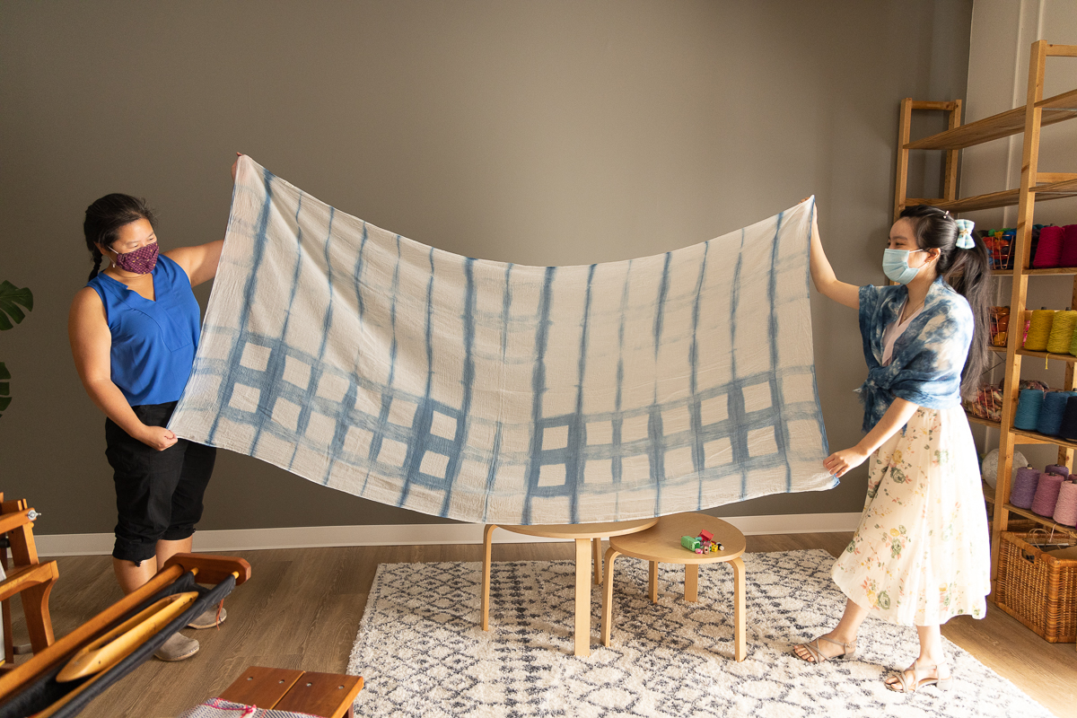 June 2021. Indigo dyeing and Natural Dye Study Group at SweetGeorgia Studio.