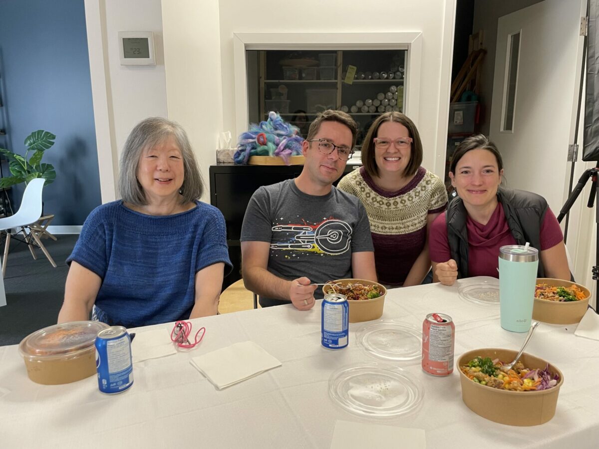Team lunch the day Robyn + her husband and Pearl came to visit the SweetGeorgia Studio.
