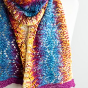 Knitting the Fairy Leaves colour pooling stole pattern with SweetGeorgia hand-painted yarn