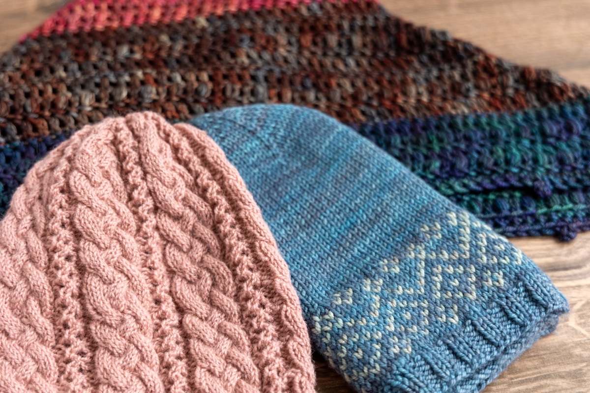 Various crochet and knit projects