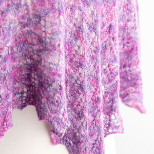 Lilac Leaves shawl close up knit in Amethyst Magic CashSilk Solo yarn