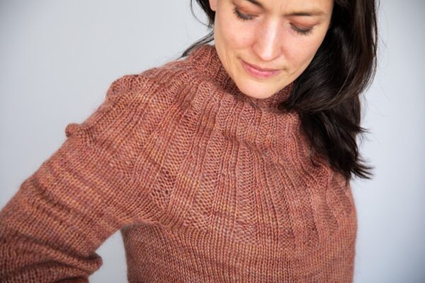 Hand knit sweater in hand dyed yarn by SweetGeorgia Yarns