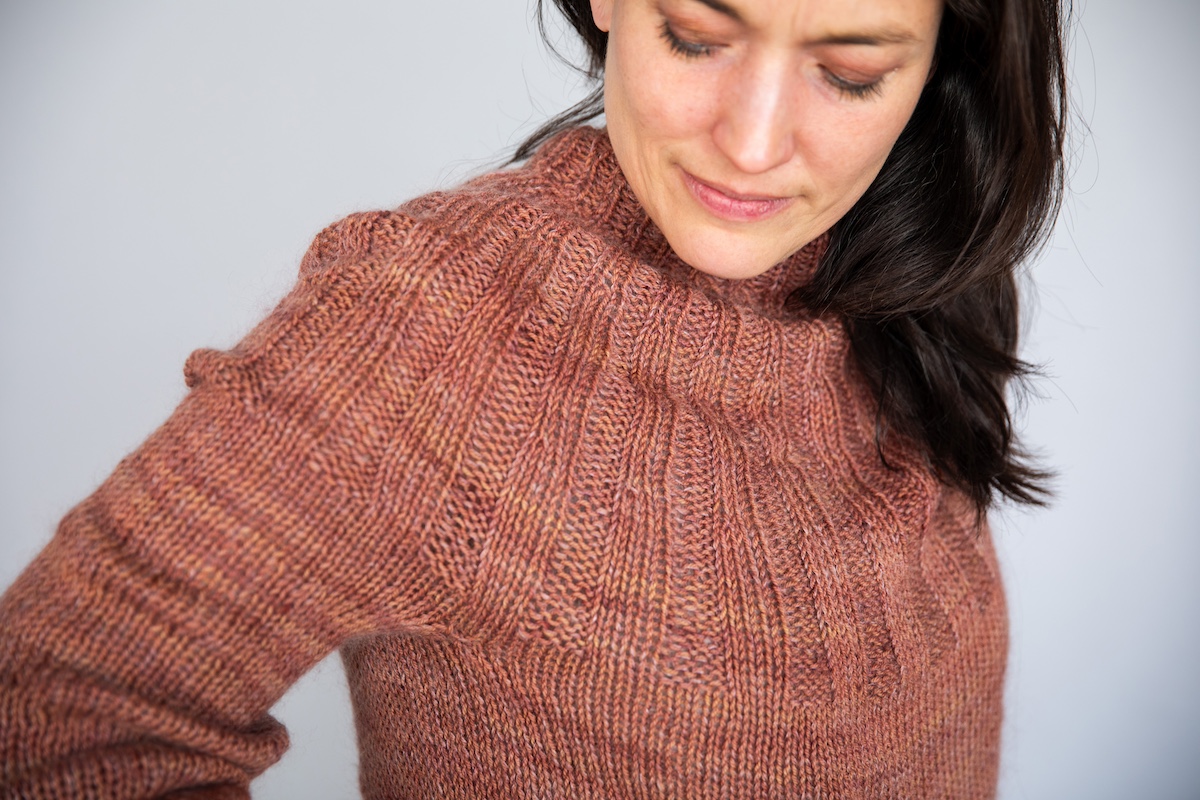 Hand knit sweater in hand dyed yarn by SweetGeorgia Yarns