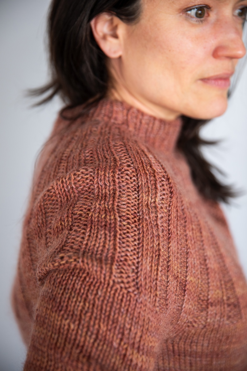 Hand knit sweater in hand dyed yarn by SweetGeorgia Yarns