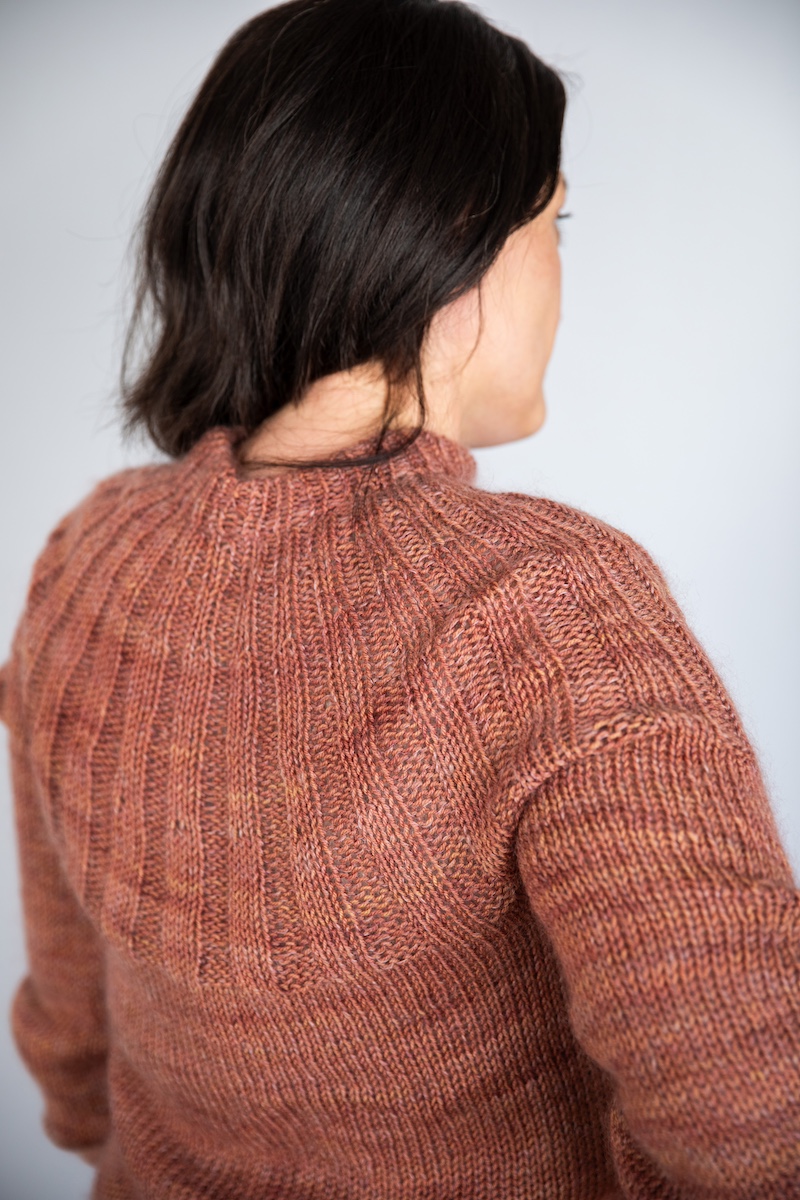 Hand knit sweater in hand dyed yarn by SweetGeorgia Yarns