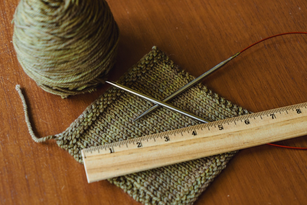 The only tool you need to measure a knitting swatch is a ruler.