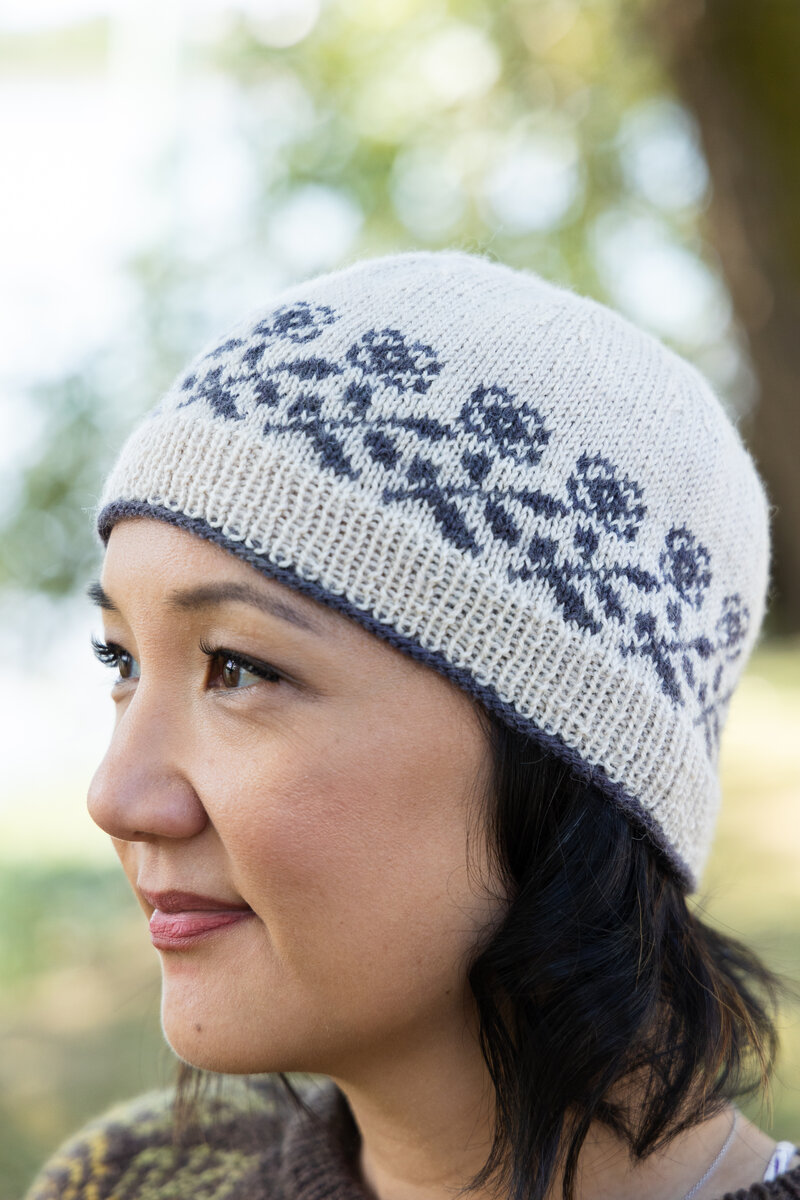 Wildflower Breeze Hat pattern by Andrea Rangel knit in SweetGeorgia BFL+Silk Fine