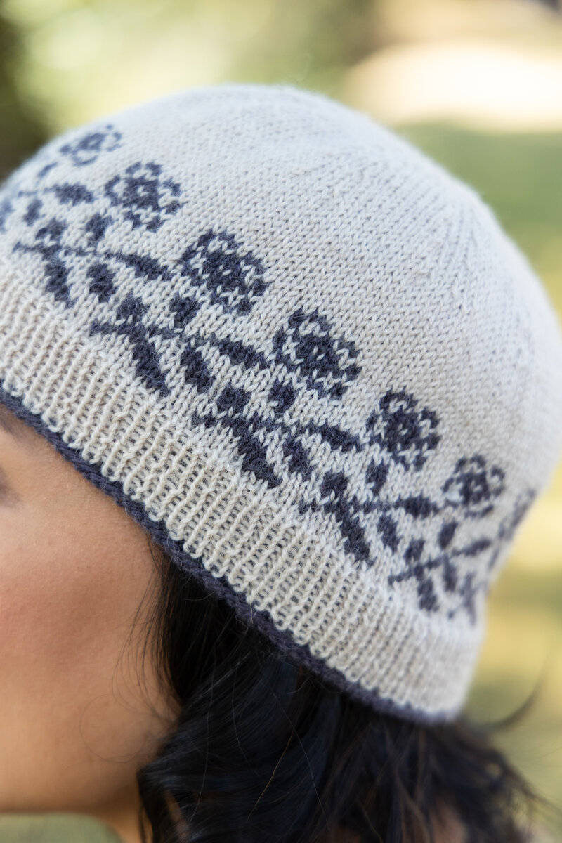 Wildflower Breeze Hat pattern by Andrea Rangel knit in SweetGeorgia BFL+Silk Fine