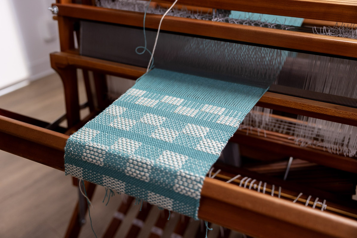 Handwoven Summer & Winter sampler on a Schacht Baby Wolf floor loom