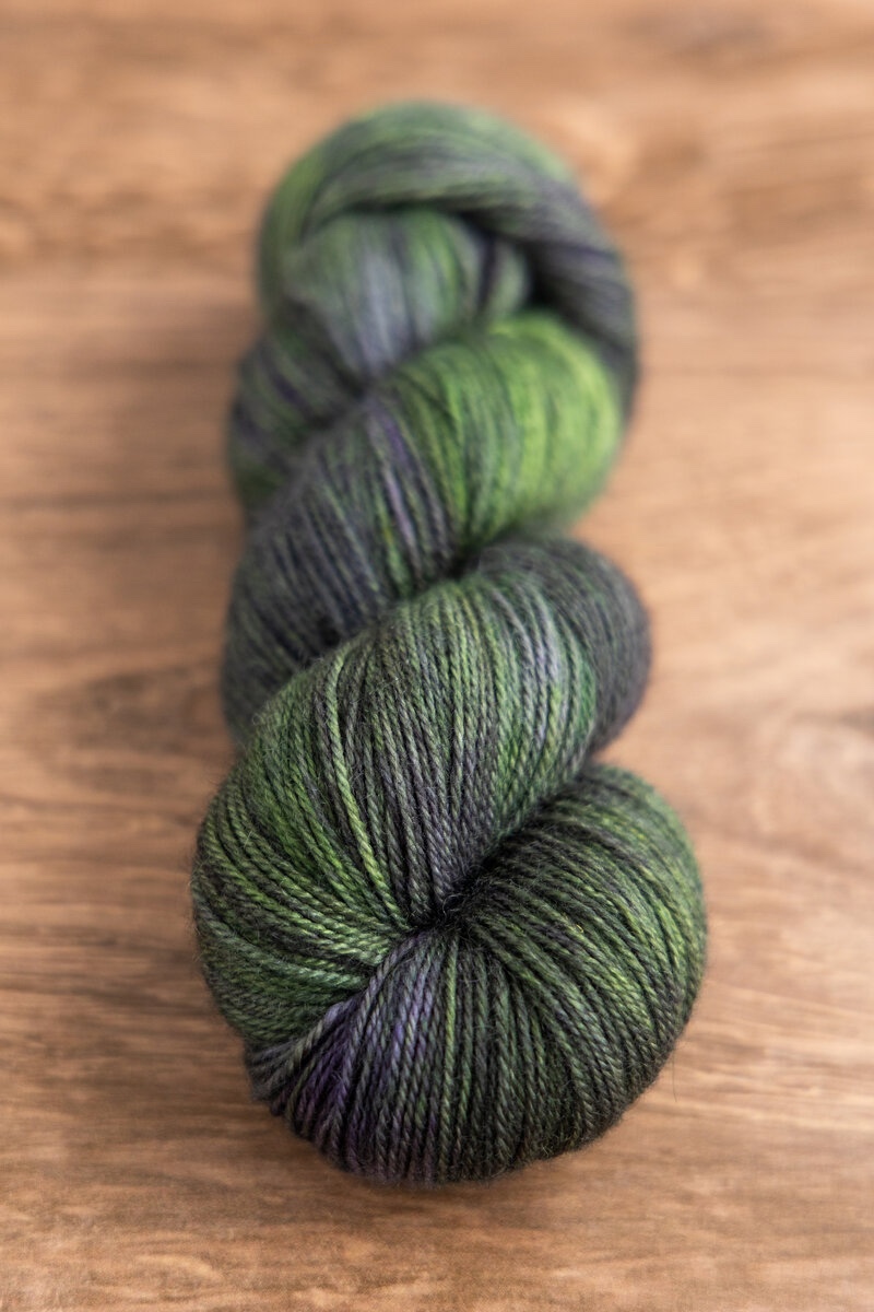 Trifecta Fine yarn skein in Favourite Worst Nightmare colourway for SweetGeorgia Secret Stash Club