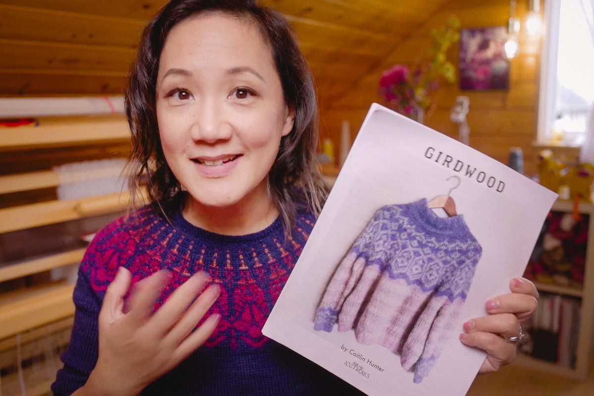 Planning to knit Caitlin Hunter's Girdwood sweater design on the Taking Back Friday vlog