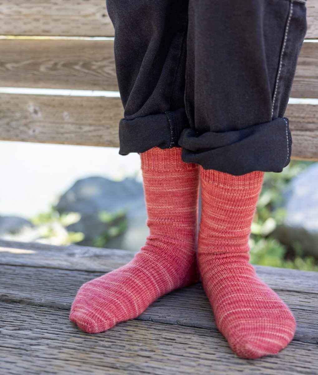 Back to Basics Socks knitting pattern for Socktober knit in SweetGeorgia Tough Love Sock yarn