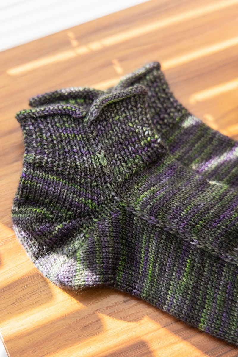 Close up of knit sock cuffs