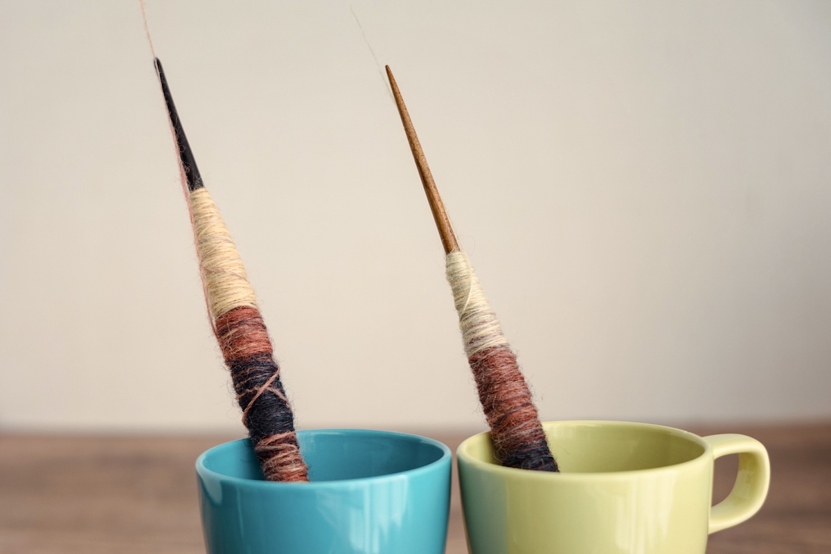 From Singles on a Spindle to Plied Yarn in Your Hands: Spindles upside down