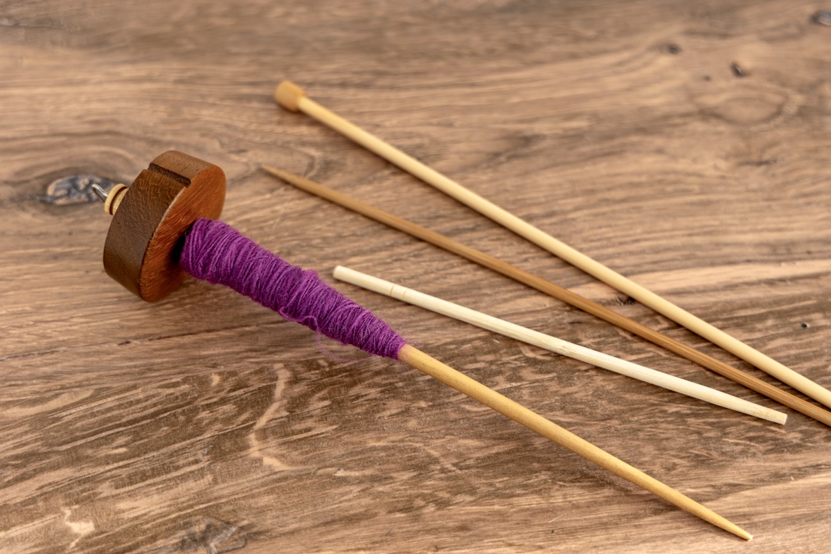 From Singles on a Spindle to Plied Yarn in Your Hands: Singles on a spindle ready to be moved