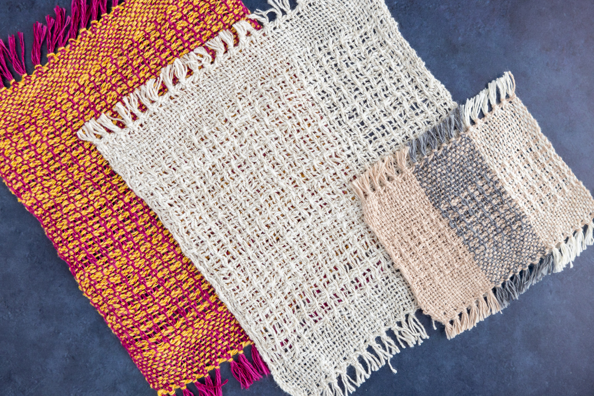Learn to Weave on Rigid Heddle: Lace woven samples on a rigid heddle loom