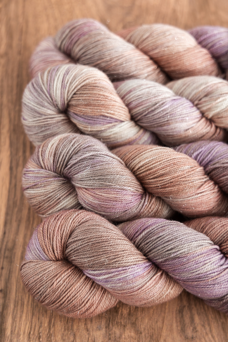 Hug and a Mug December 2024 Club colourway on CashLuxe Spark yarn
