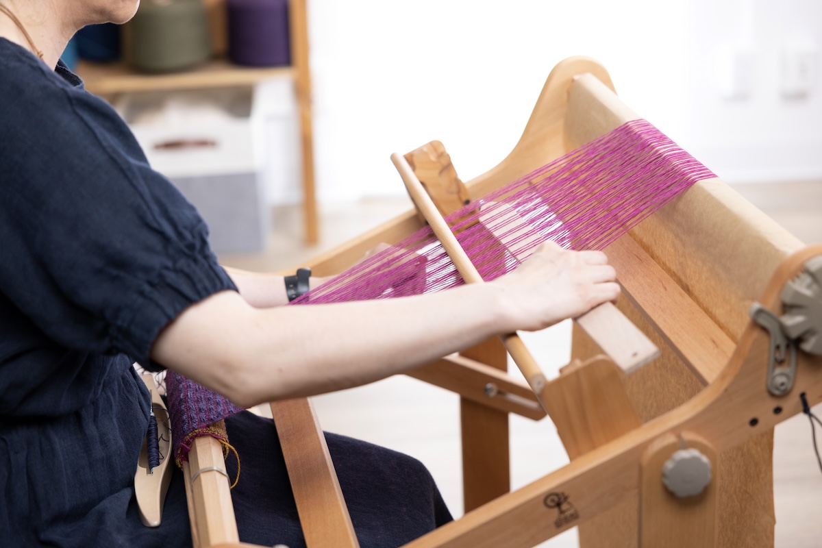 Amanda Wood teaching Lace with Pick-Up Sticks on a Rigid Heddle at the School of SweetGeorgia.