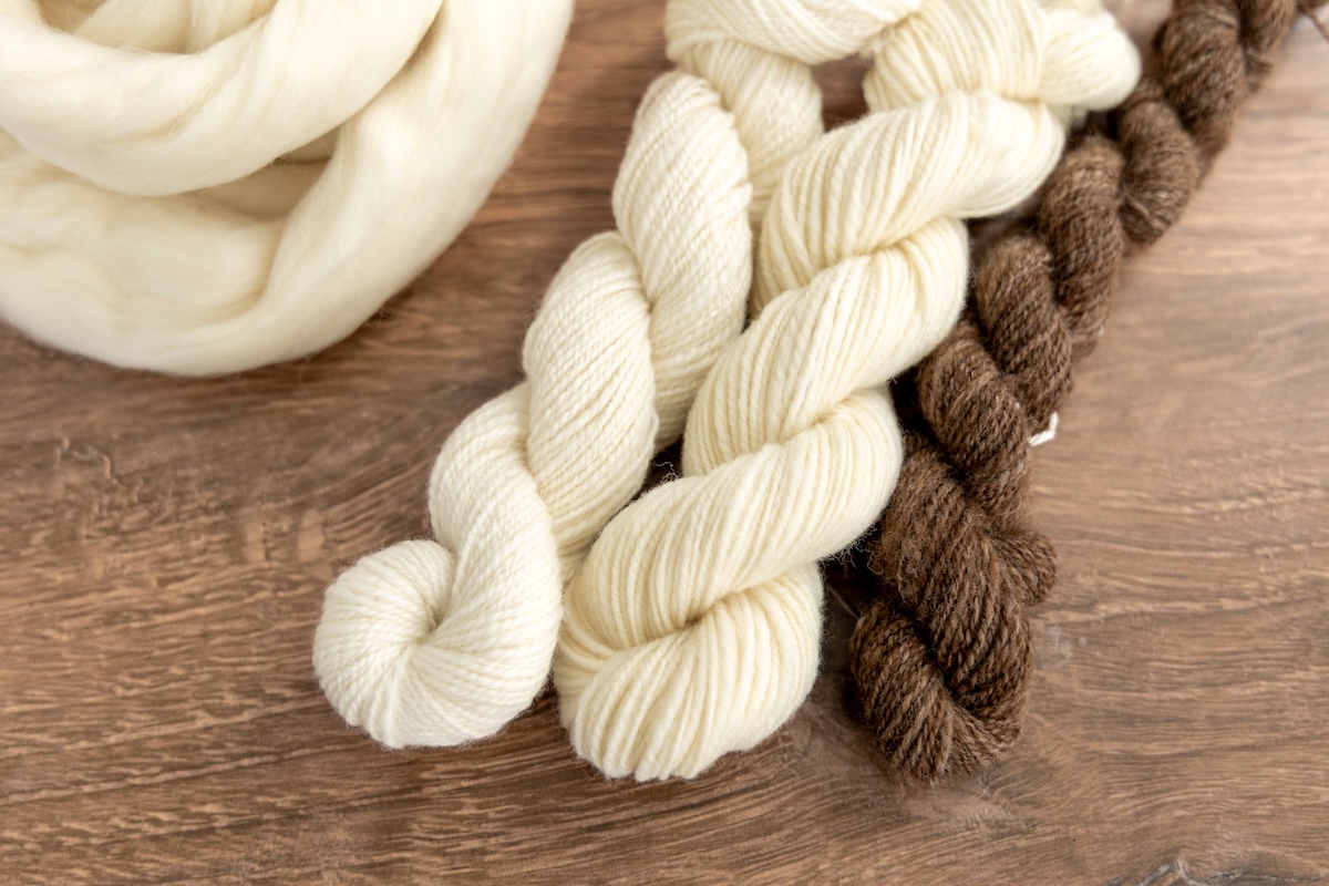 Merino, Rambouillet, and Cormo handspun yarn. 
