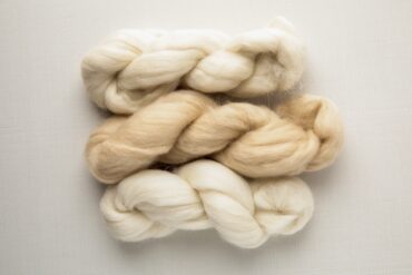 SweetGeorgia Luxury Fibres Kit, from top to bottom: Llama, Camel, Alpaca.