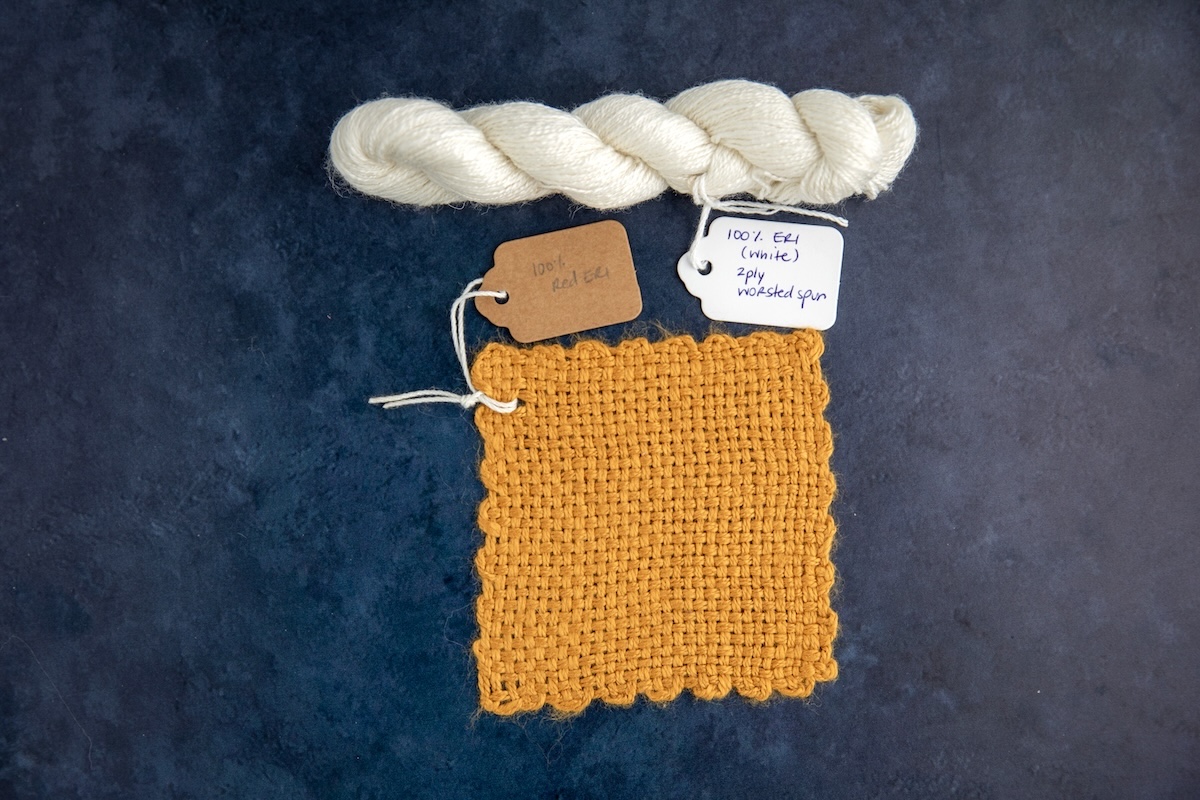 100% eri silk handspun yarn. 