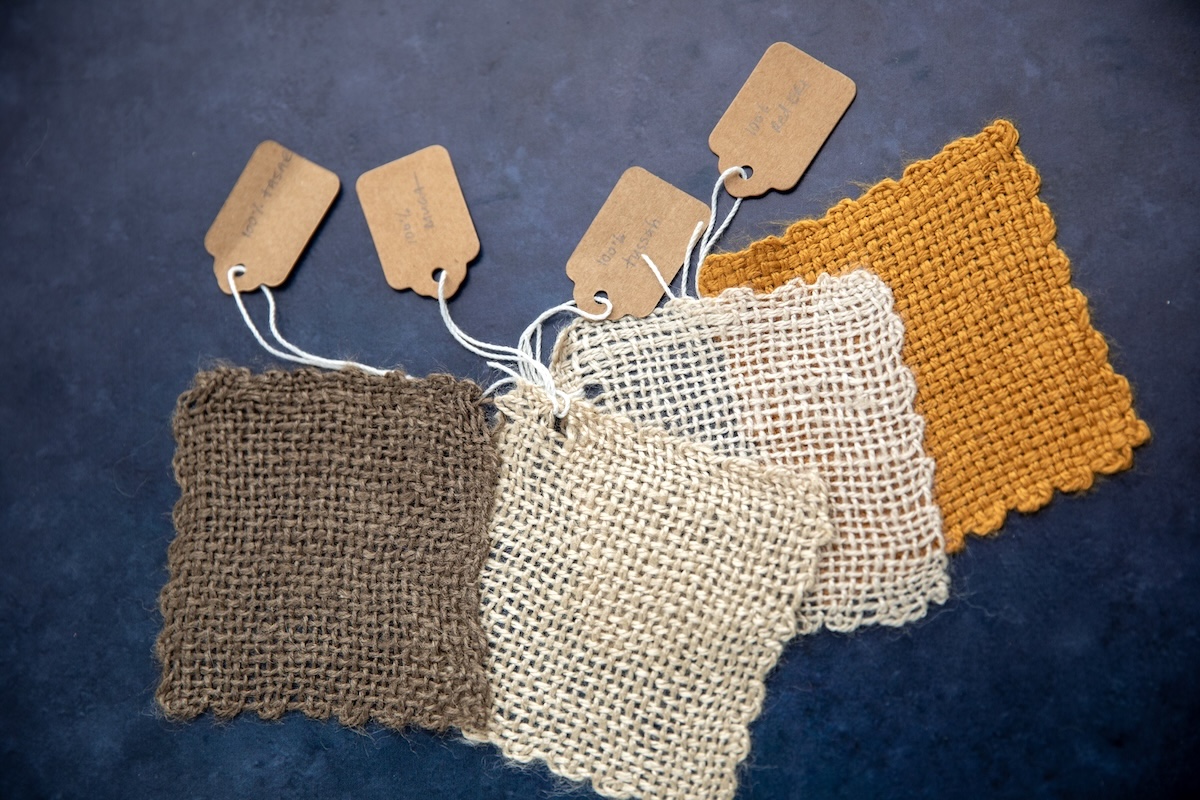 Handwoven woven samples from handspun silk.