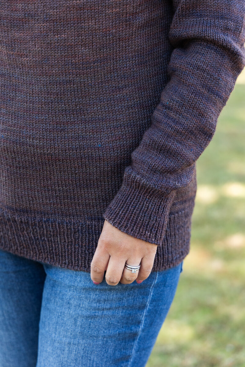 Hem of the Falling Leaves sweater design by Andrea Rangel