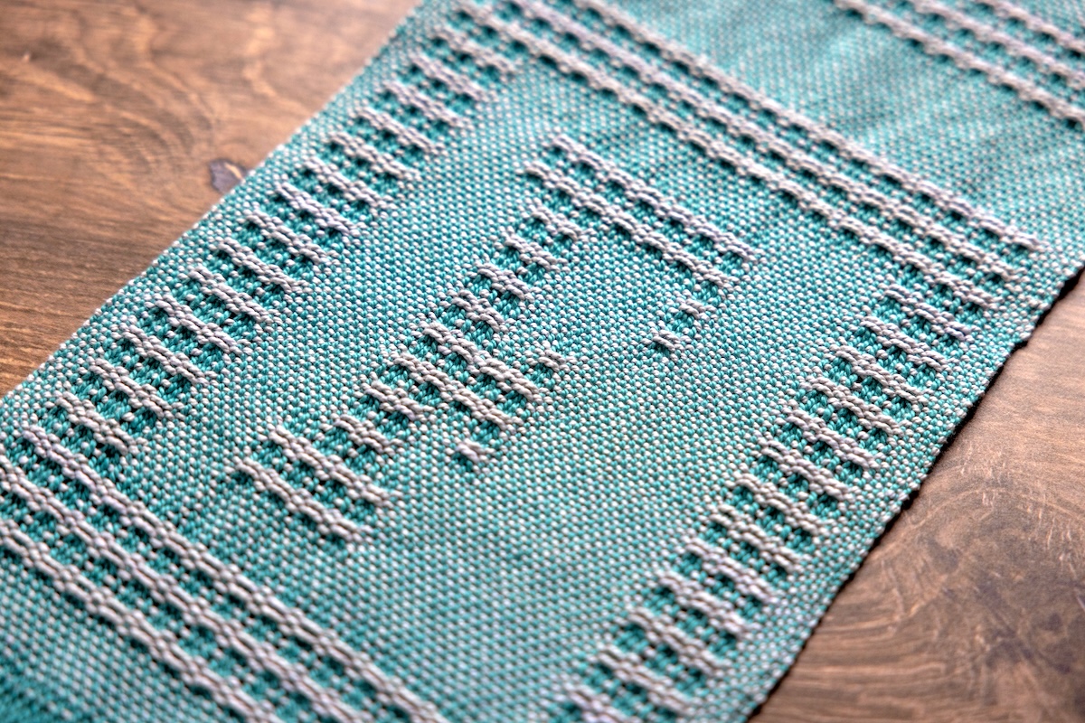The Bronson Lace course sampler from the Weaving on Multi-Shaft Looms course. 