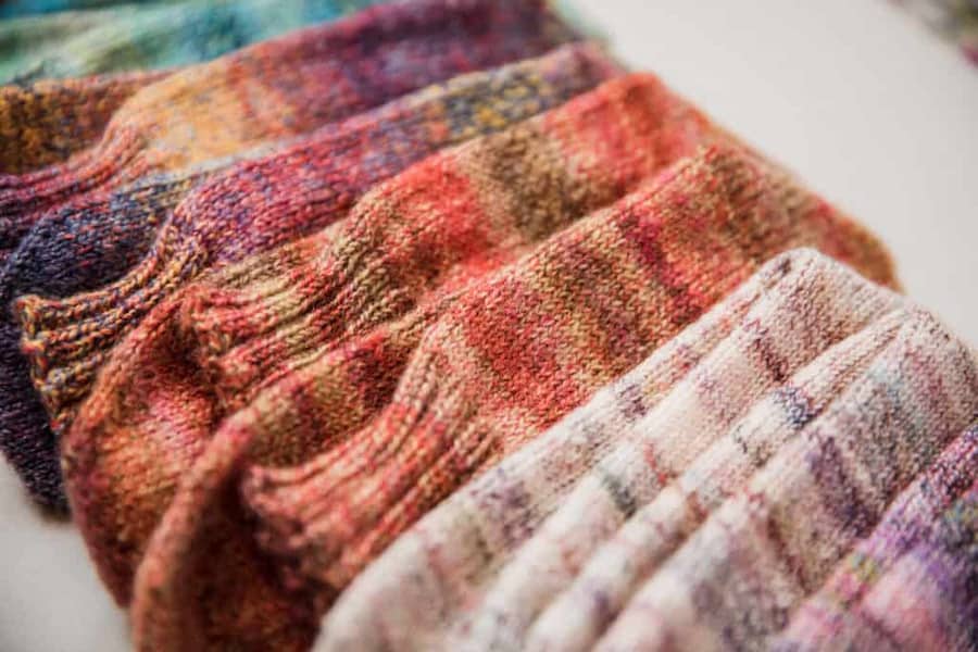 Handspun socks by Rachel from her course, Spin to Knit Socks at the School of SweetGeorgia. 