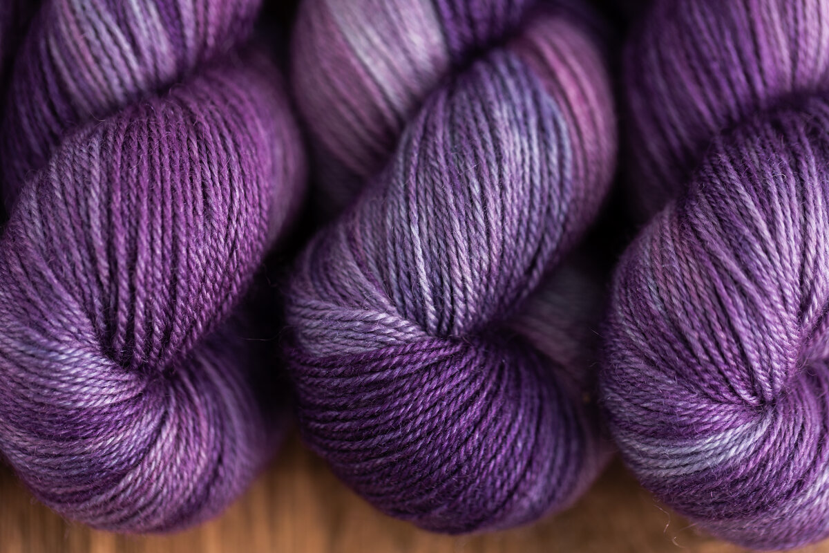 Future Dusk colourway on SweetGeorgia Trifecta Fine yarn