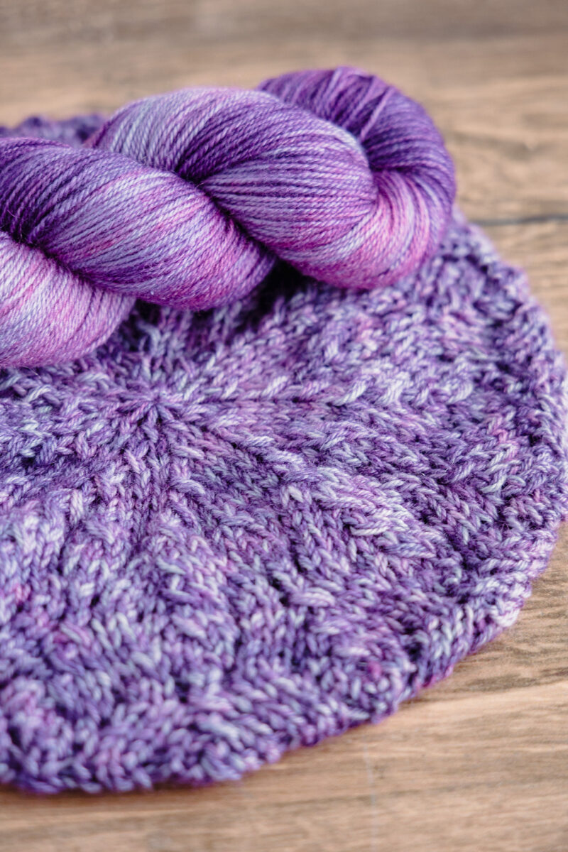 Ballard Slouch hat knit in Secret Stash Club for January 2025 "Future Dusk"