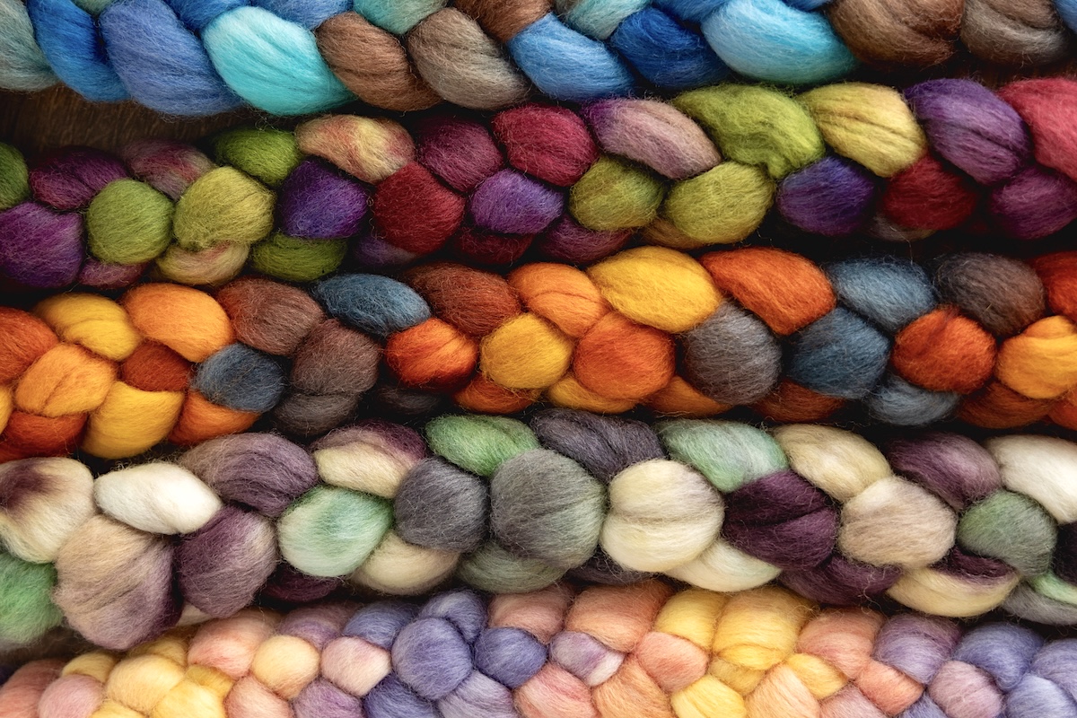 The SweetGeorgia Colour Collab: Winter Inspirations hand-dyed on Corriedale fibre.