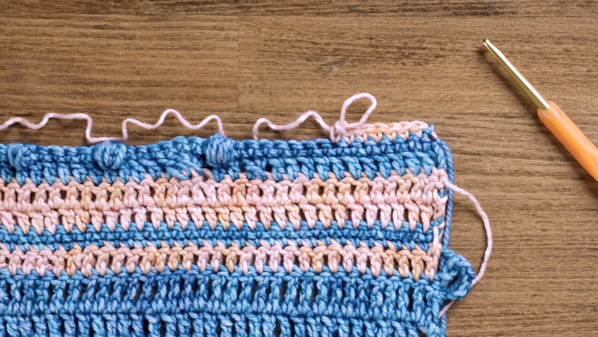 SweetGeorgia Flaxen Silk DK in Rose Gold and SweetGeorgia Superwash DK in Mermaid.