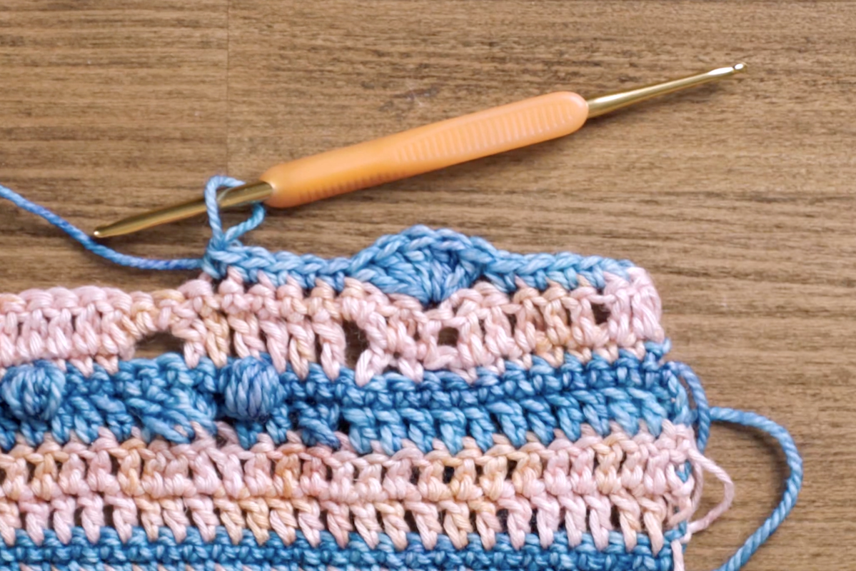 a fan stitch swatch