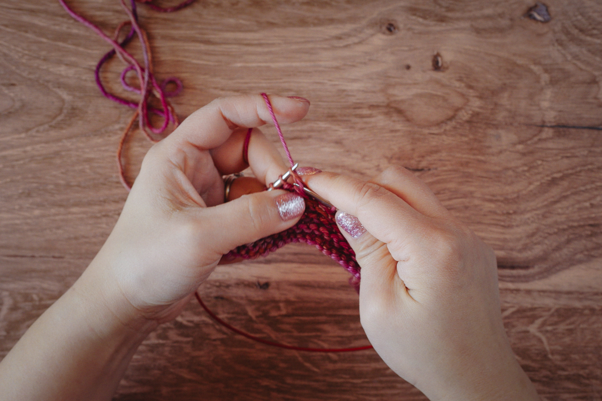 Continental Knitting: Using the tip of the right needle to "pick" new stitches