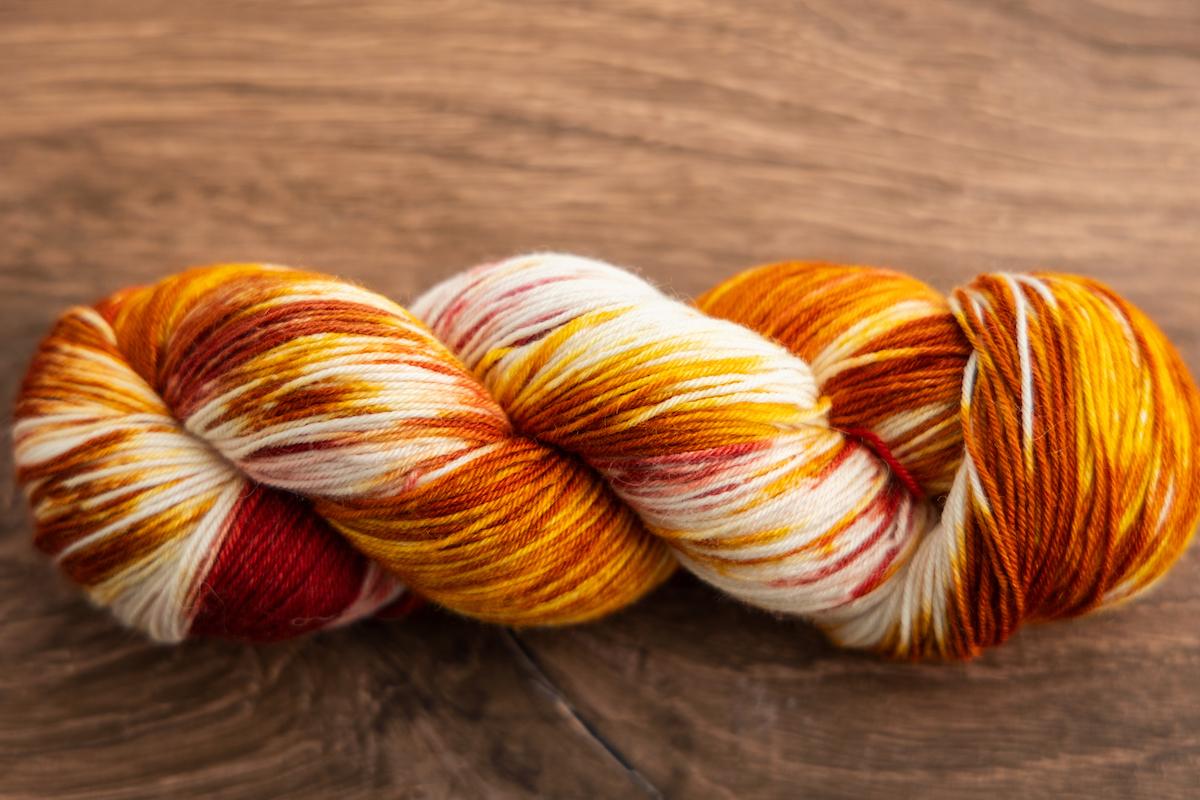 Double Dragon Lunar New Year colourway for 2024 dyed on Mohair Silk Sock