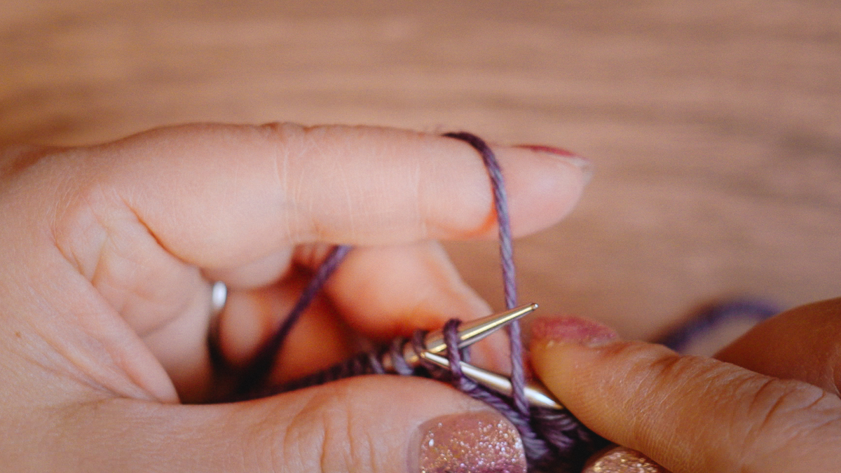 Norwegian Purl: enter the stitch purlwise