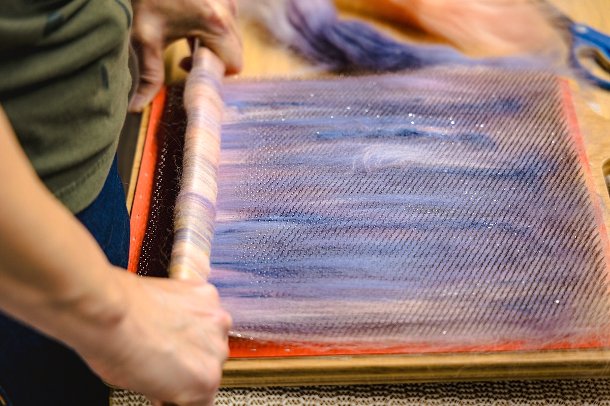 using a blending board to blend fibre 