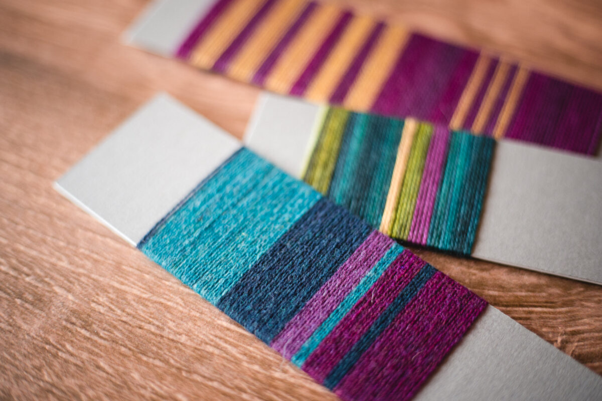 Yarn windings for the Pacific Plaid Scarf