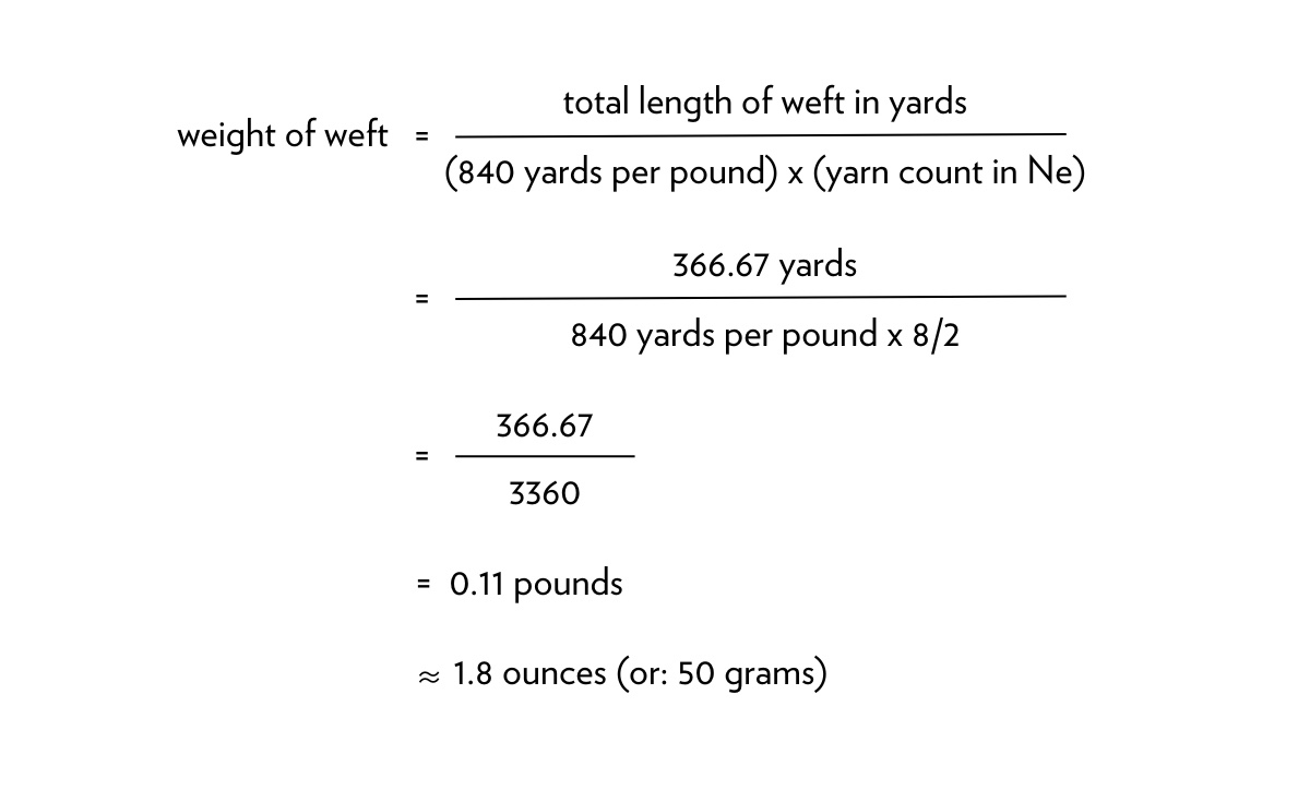 How to Estimate the Amount of Weft Yarn for Any Weaving Project – calculation