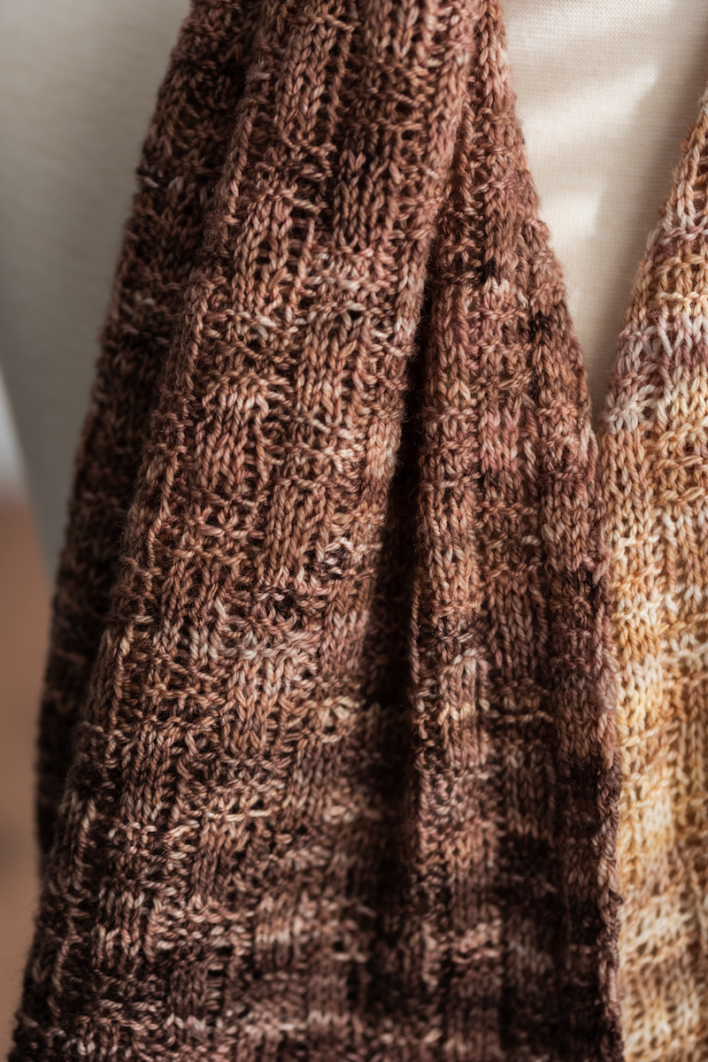 Close up of basketweave knit stitches