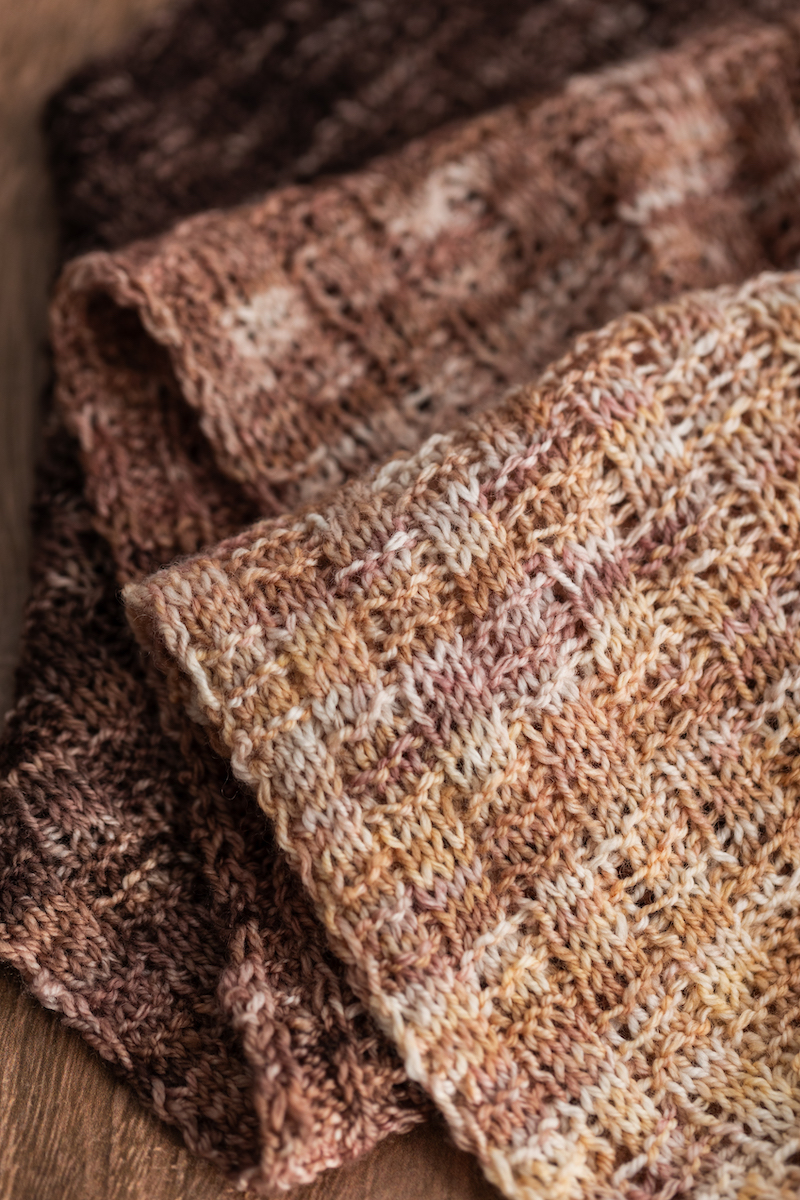 Close up of basketweave knit stitches