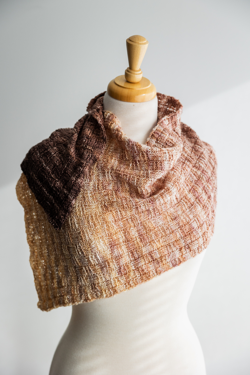 Lief scarf knitting pattern knit in SweetGeorgia sock yarn blank gradient