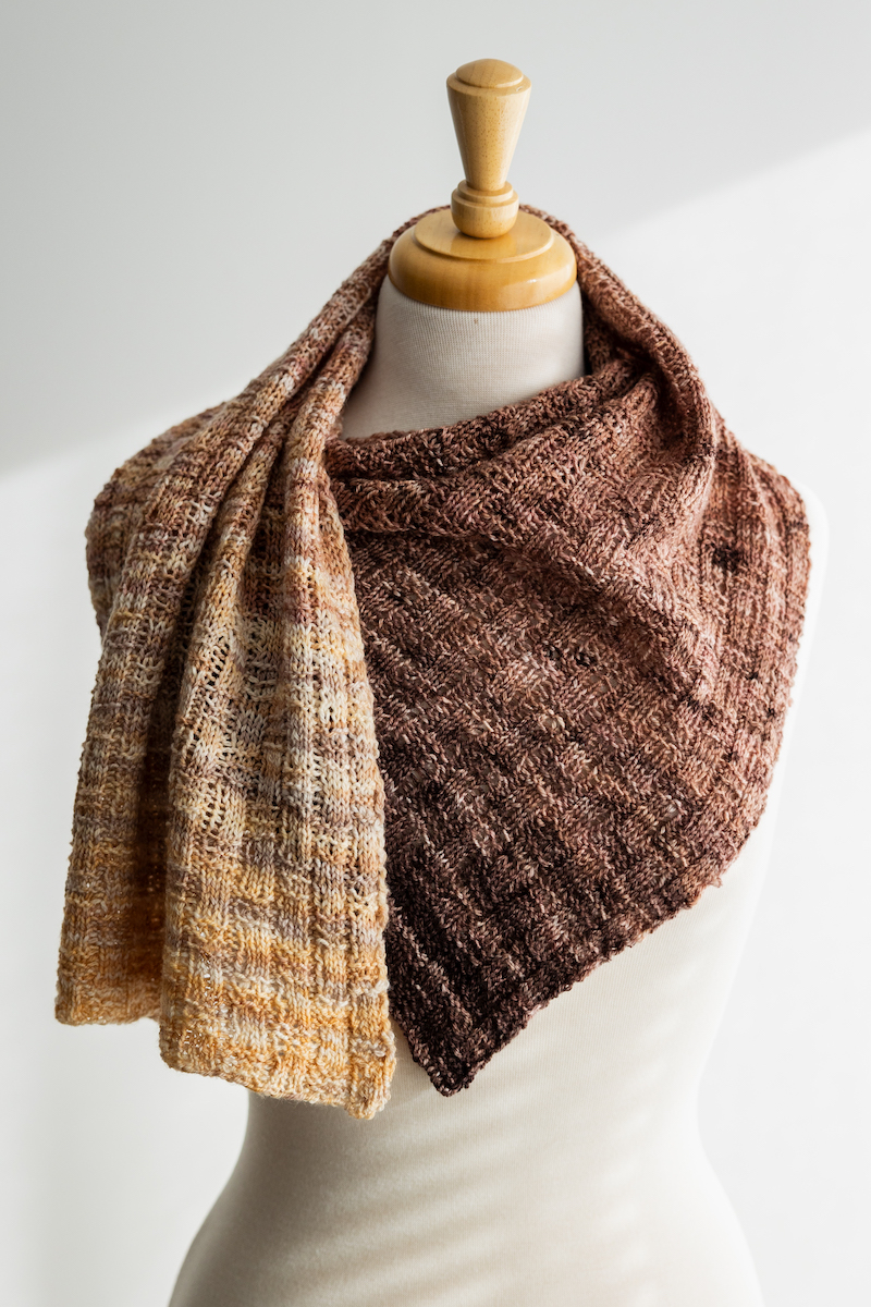 Lief scarf knitting pattern knit in SweetGeorgia sock yarn blank gradient