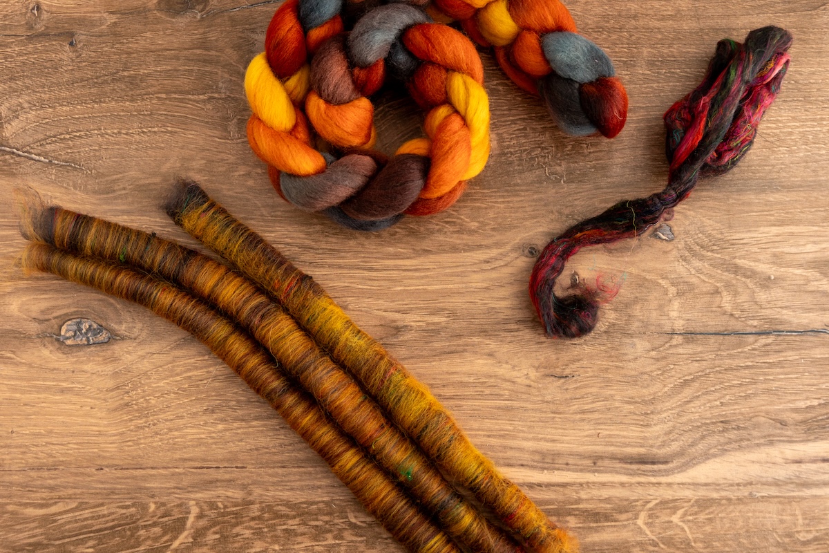 The SweetGeorgia Winter Skies colourway on Corriedale with this Sari Silk was the perfect pairing for these rolags! 