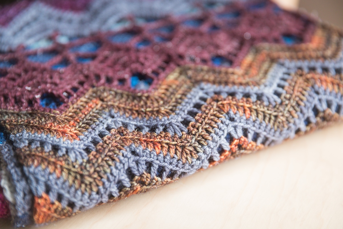 The Good Cheer Scarf; SweetGeorgia Advent Mystery Crochet-Along, 2021.