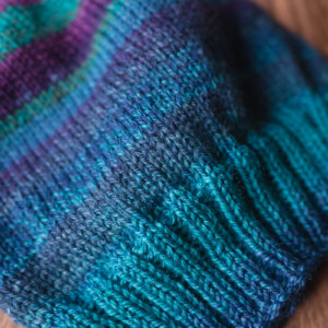 Handspun WPI Hat, knit on LK150 flatbed knitting machine