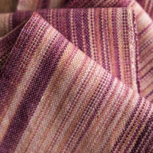 Handwoven faux ikat plain weave scarf in blush and plum hand-dyed colours