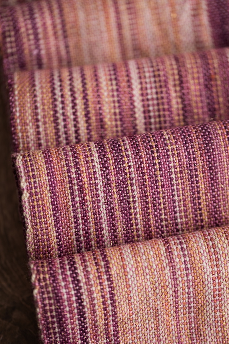 Plain weave faux ikat scarf using SweetGeorgia hand-dyed yarn club